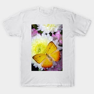 Large Yellow Butterfly On With Mum T-Shirt